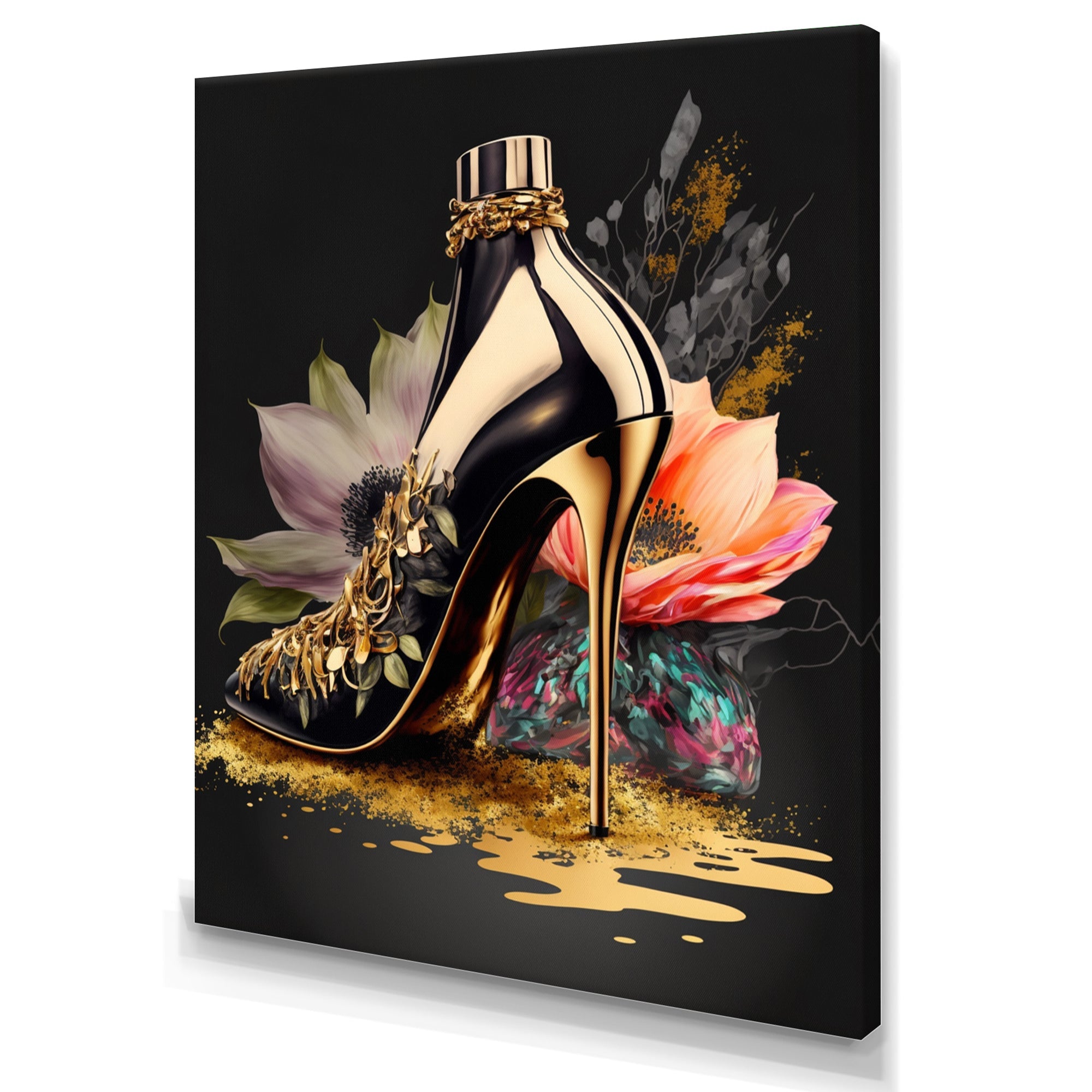 Black And Gold High Heel Shoe I
