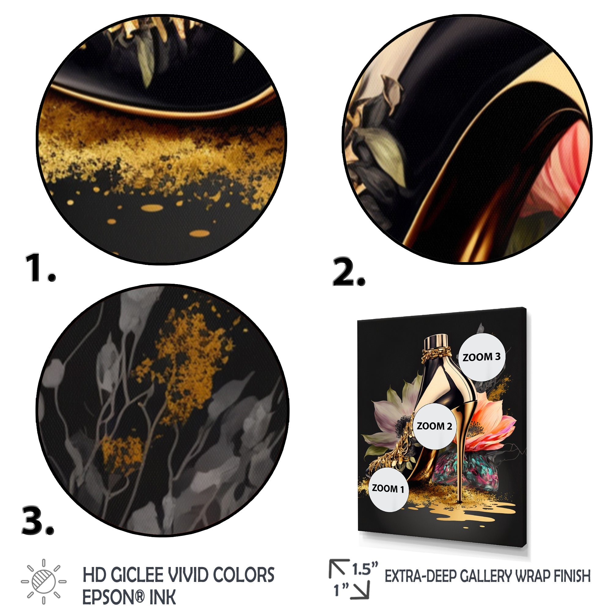 Black And Gold High Heel Shoe I