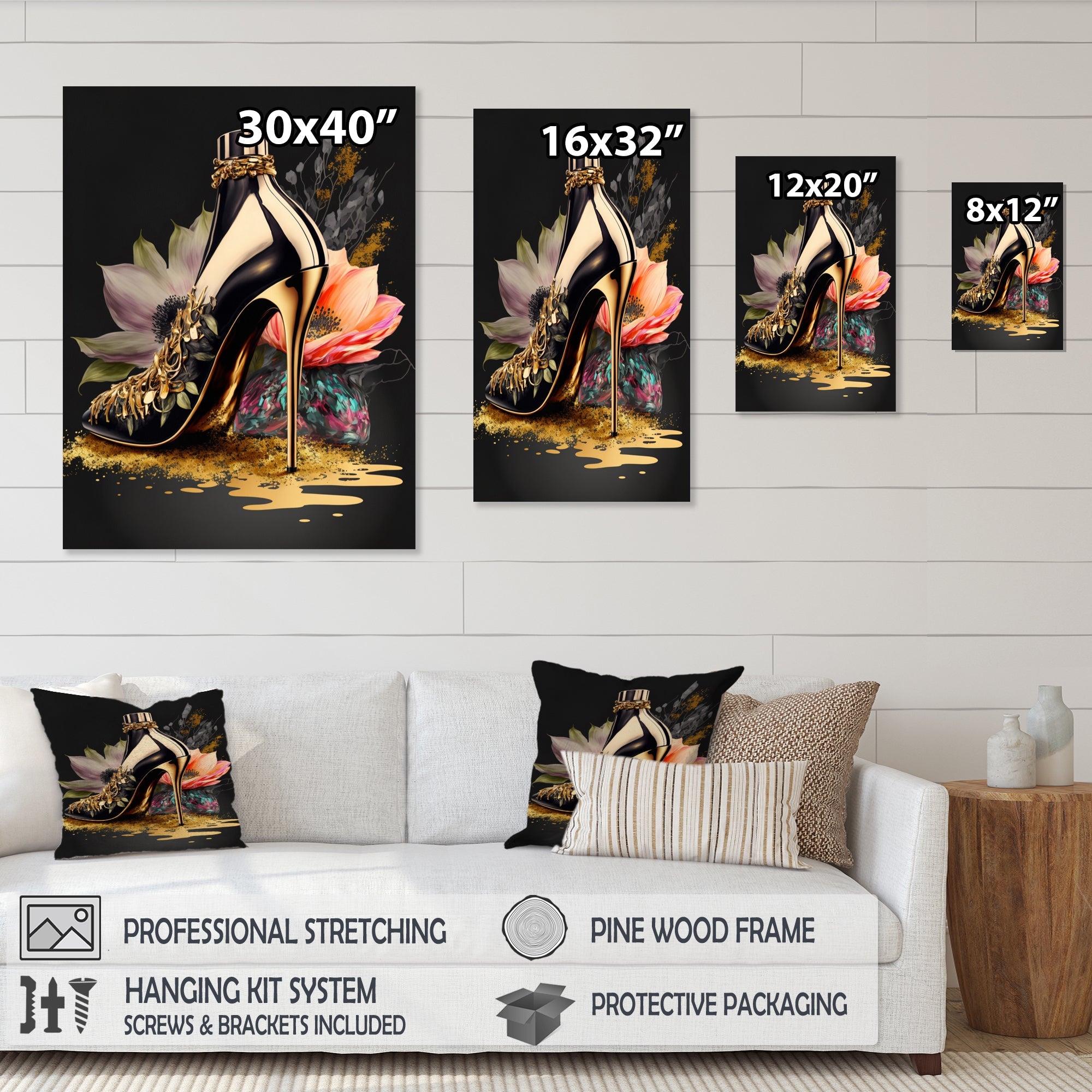 Black And Gold High Heel Shoe I