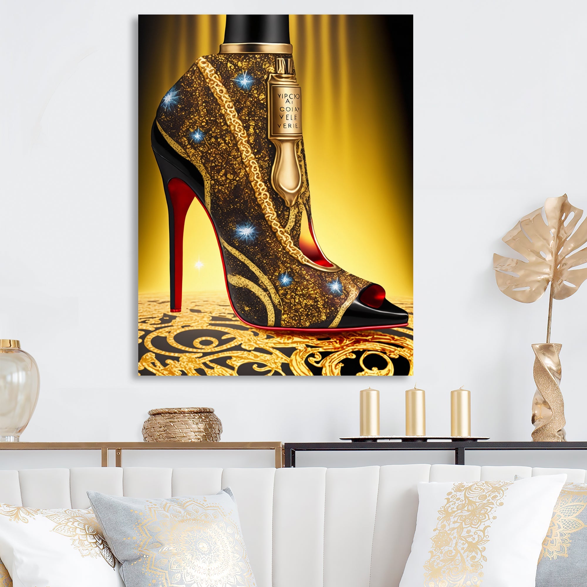 Black And Gold High Heel Shoe III