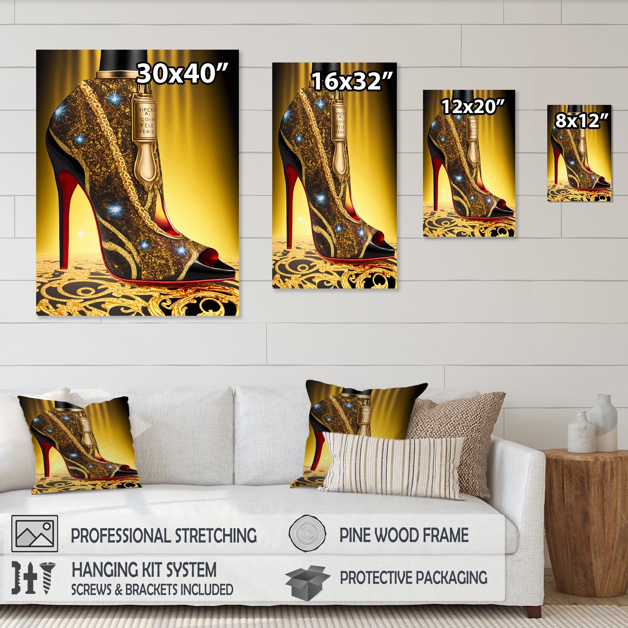 Black And Gold High Heel Shoe III