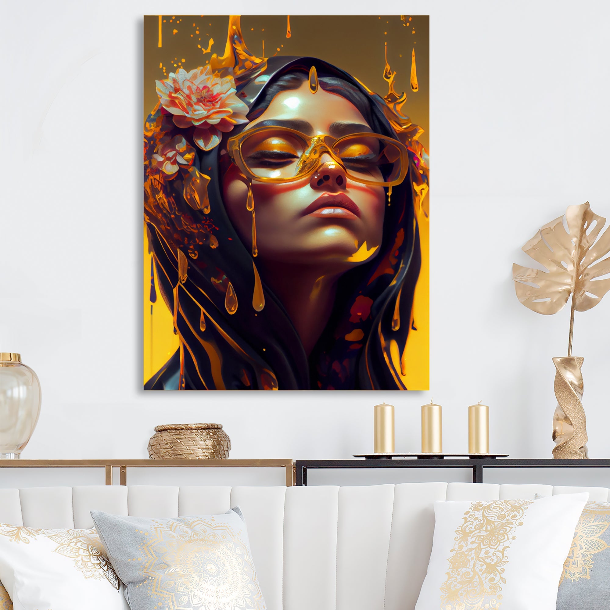 Stylish Arabic Woman With Floral Hijab III