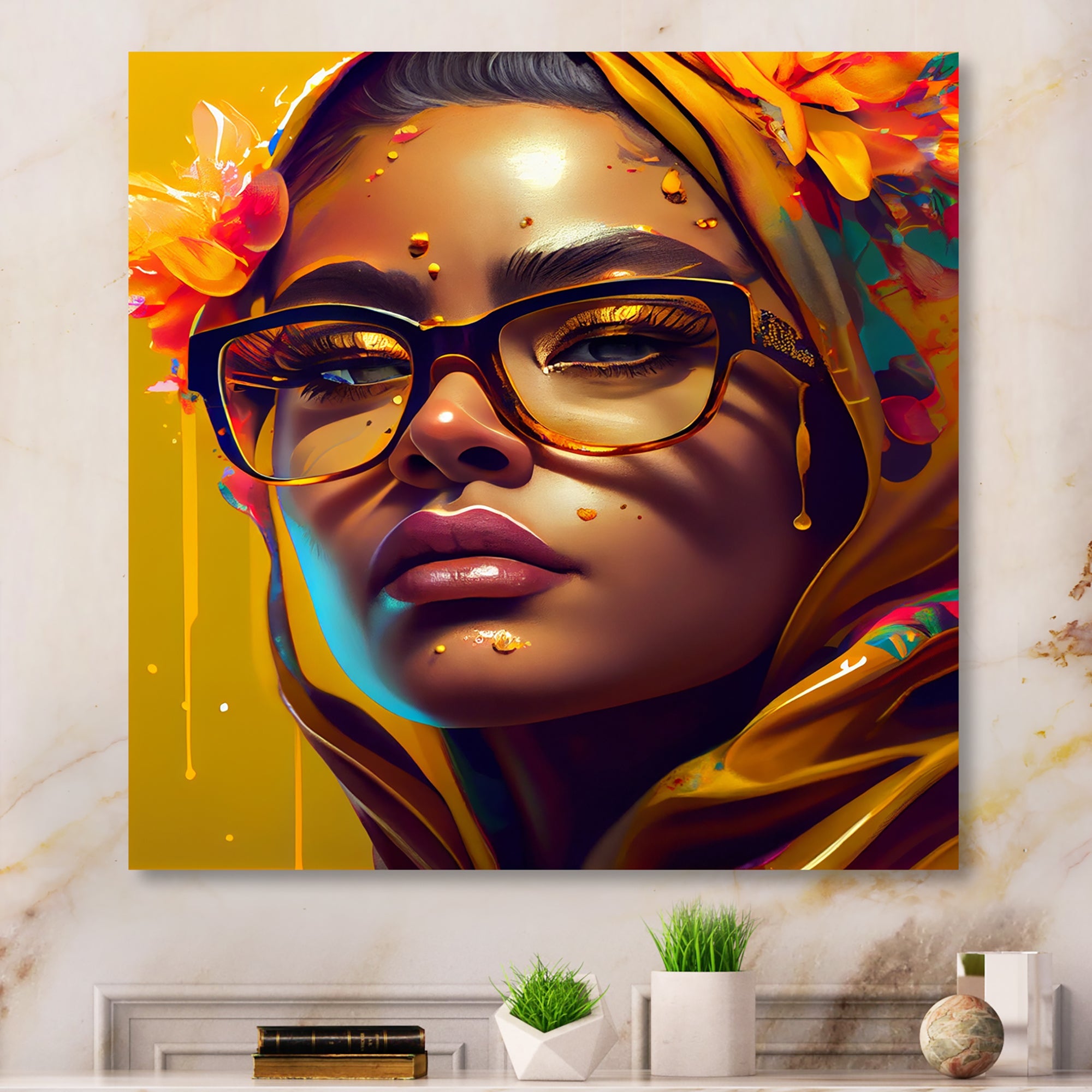 Stylish Arabic Woman With Floral Hijab IV