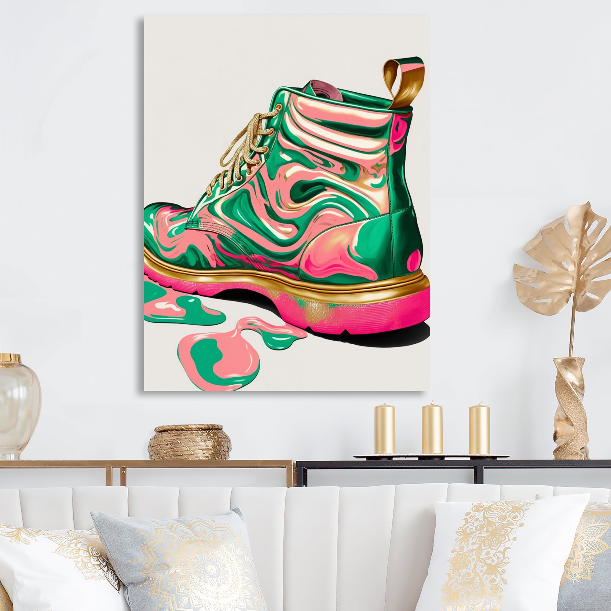 Pink And Green Art Deco Army Shoes