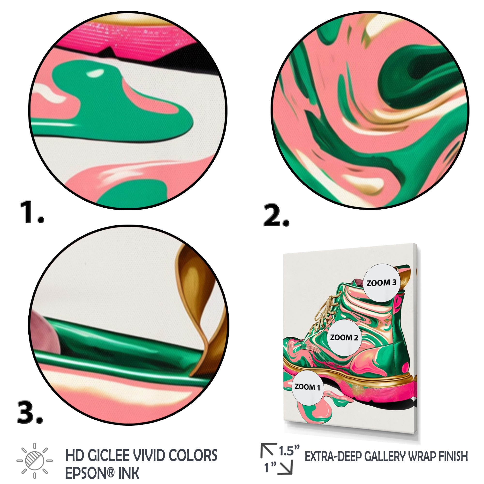 Pink And Green Art Deco Army Shoes