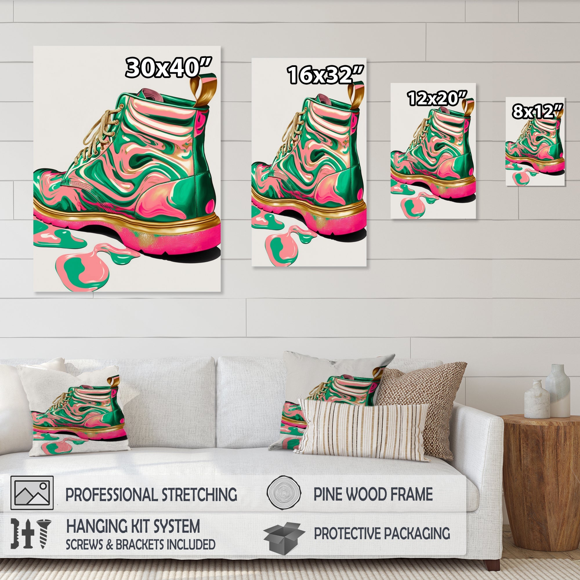 Pink And Green Art Deco Army Shoes