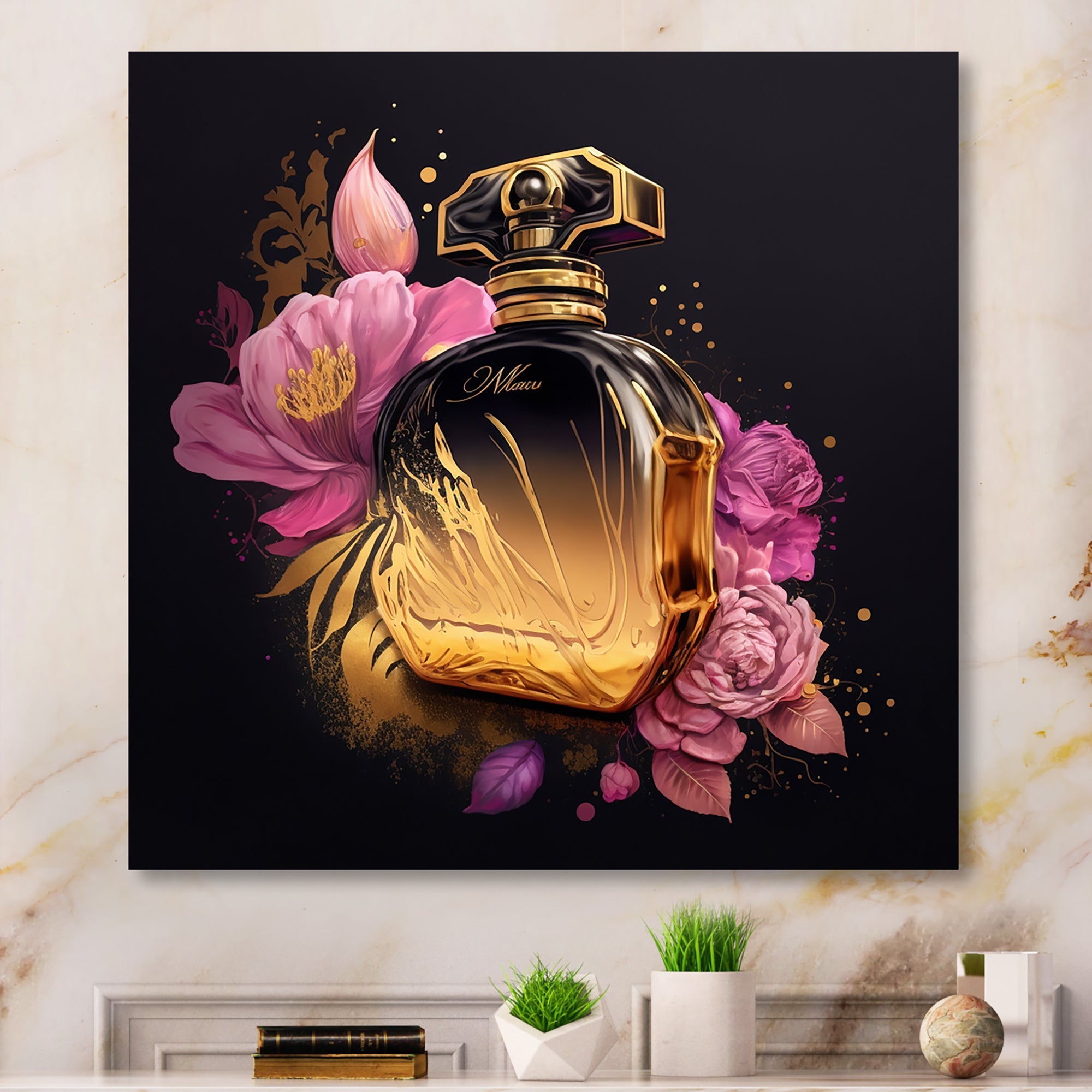 Chic Black And Gold Perfume Bottle V