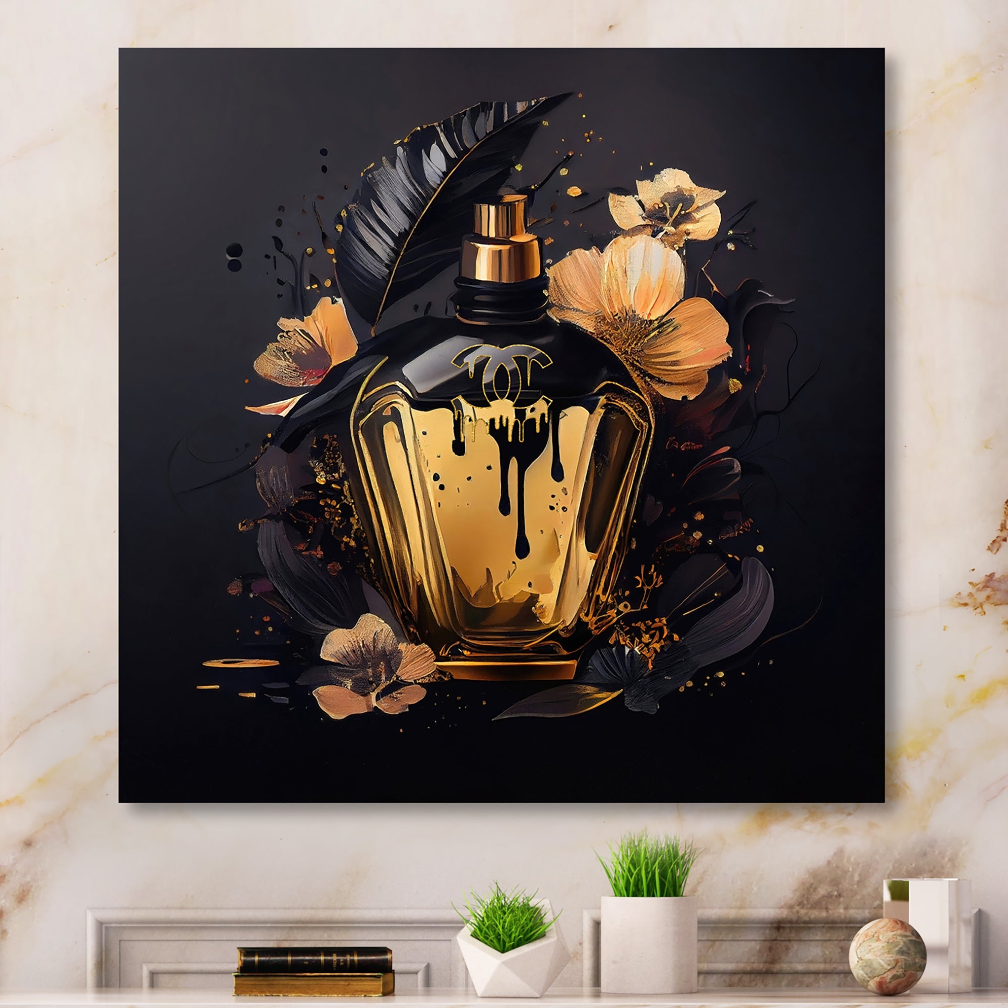 Chic Black And Gold Perfume Bottle IX