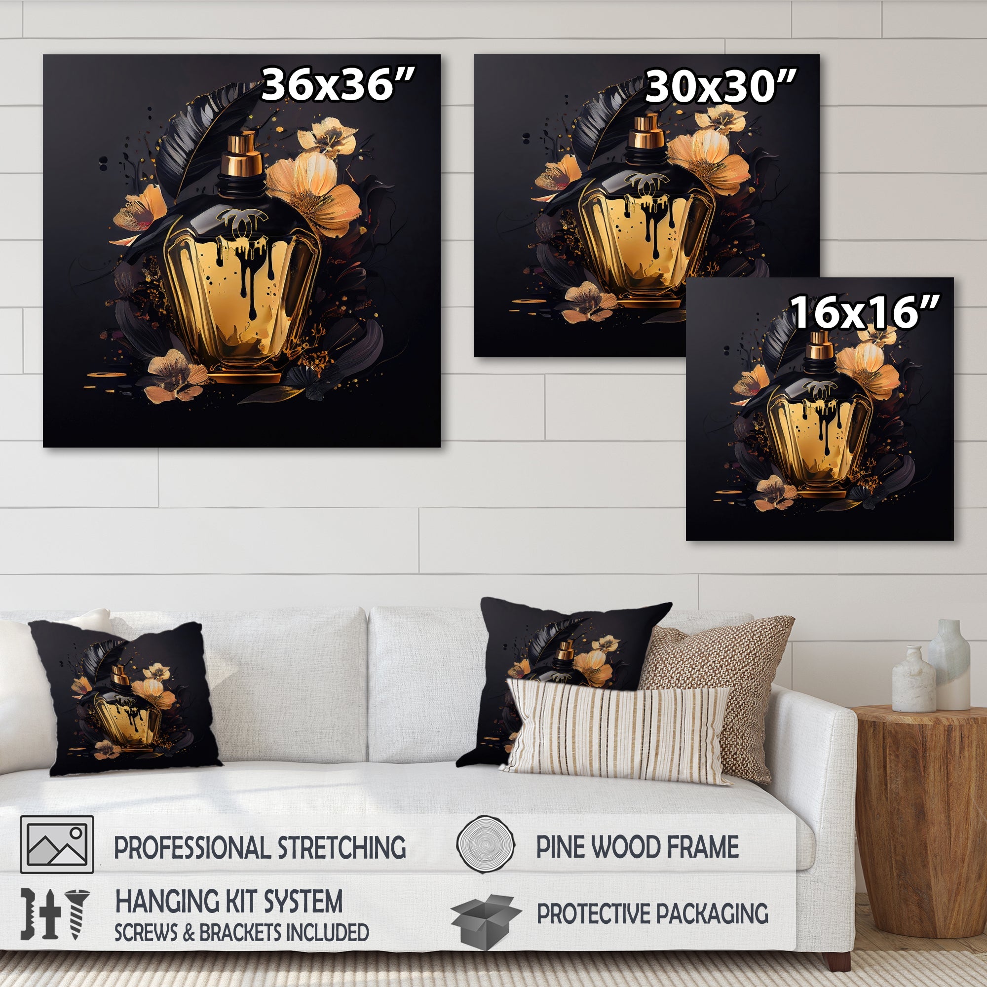 Chic Black And Gold Perfume Bottle IX