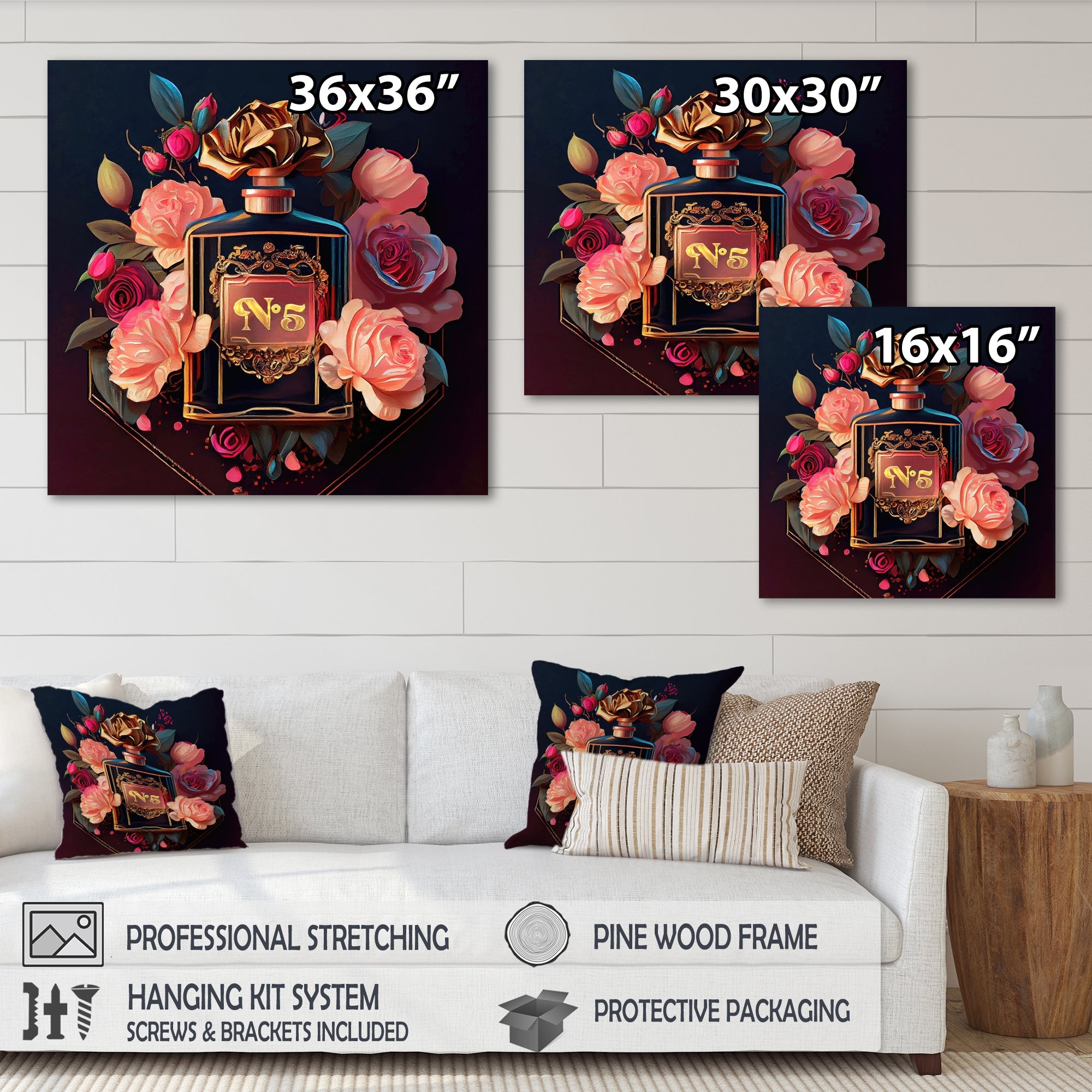 Chic Perfume Bottle With Pink Roses II