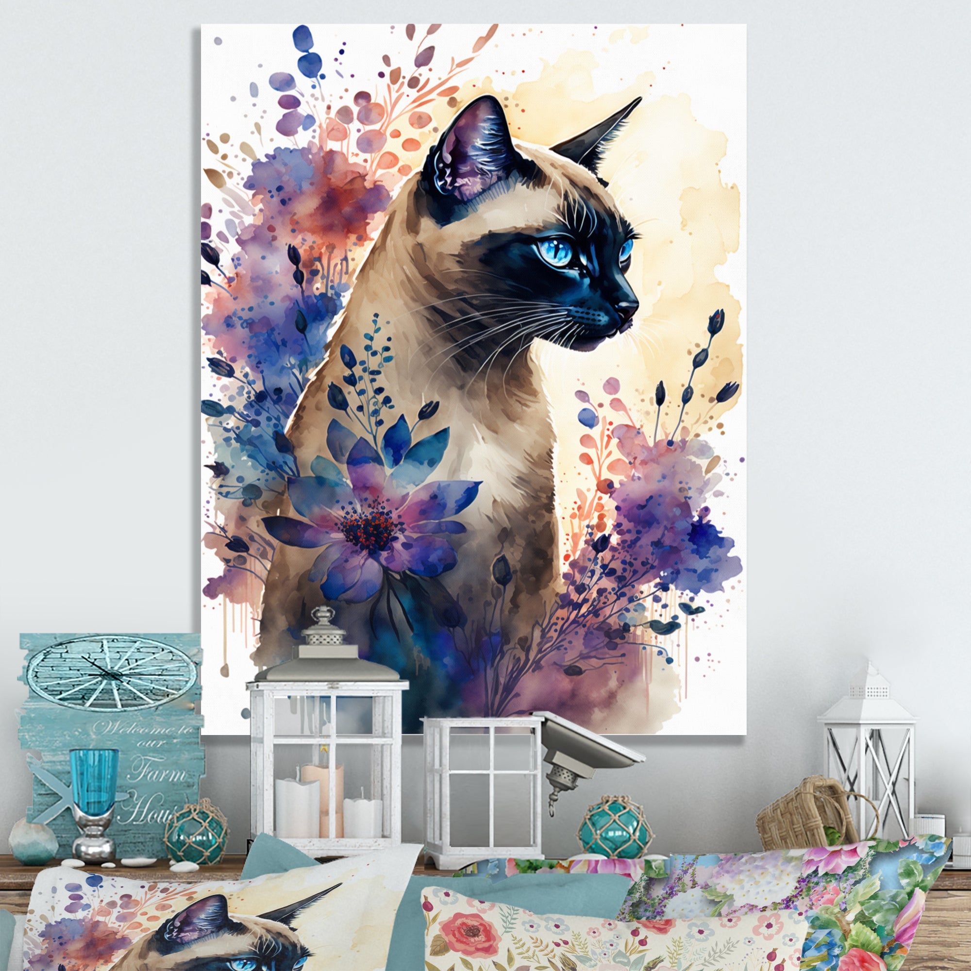 Cute Siamese Floral Art I