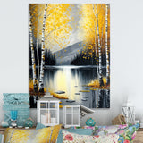 Monochrome Golden Birch Trees By The Lake I