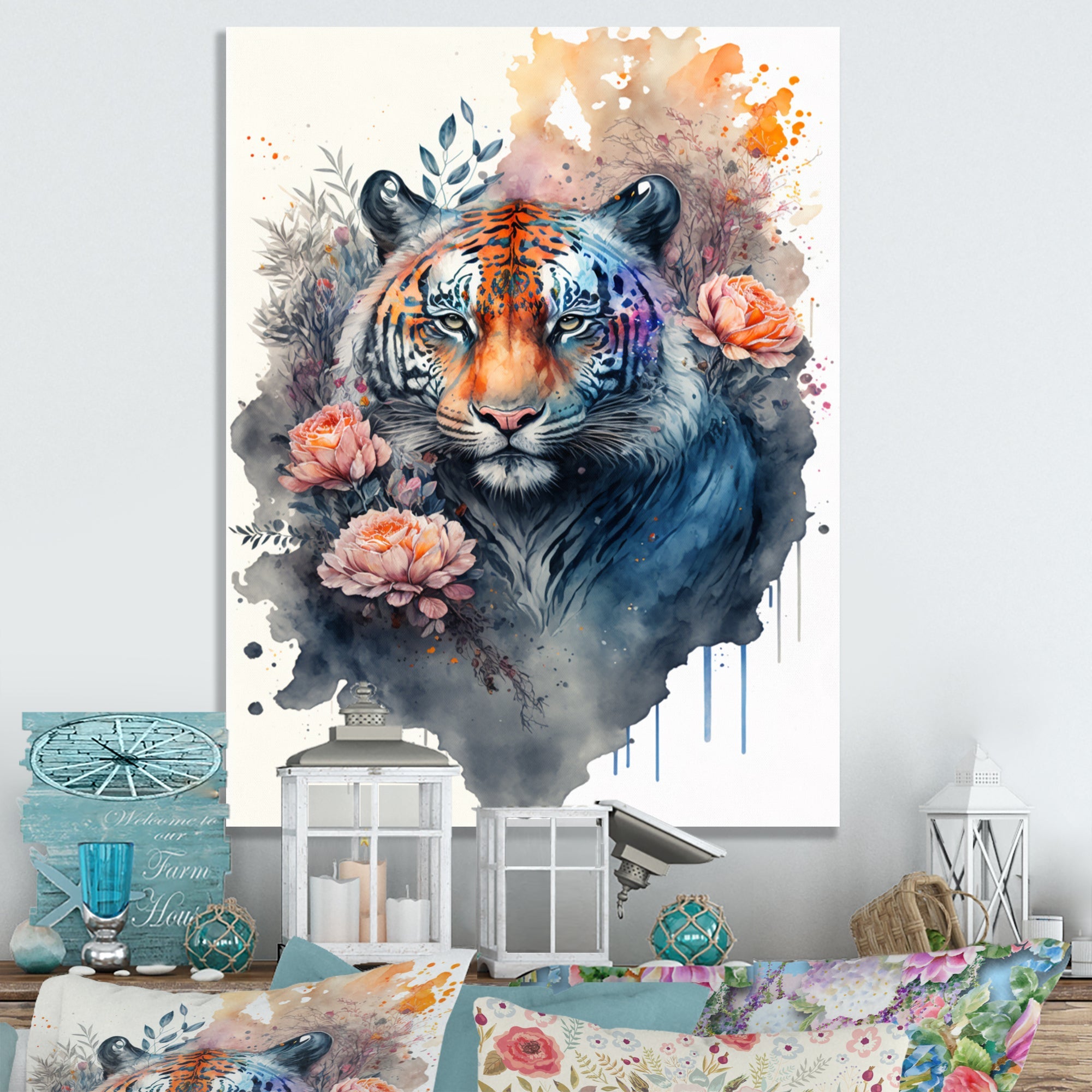 Cute Tiger Floral Art III