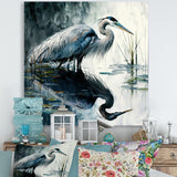 Cute Heron In A Lake Floral Art IV