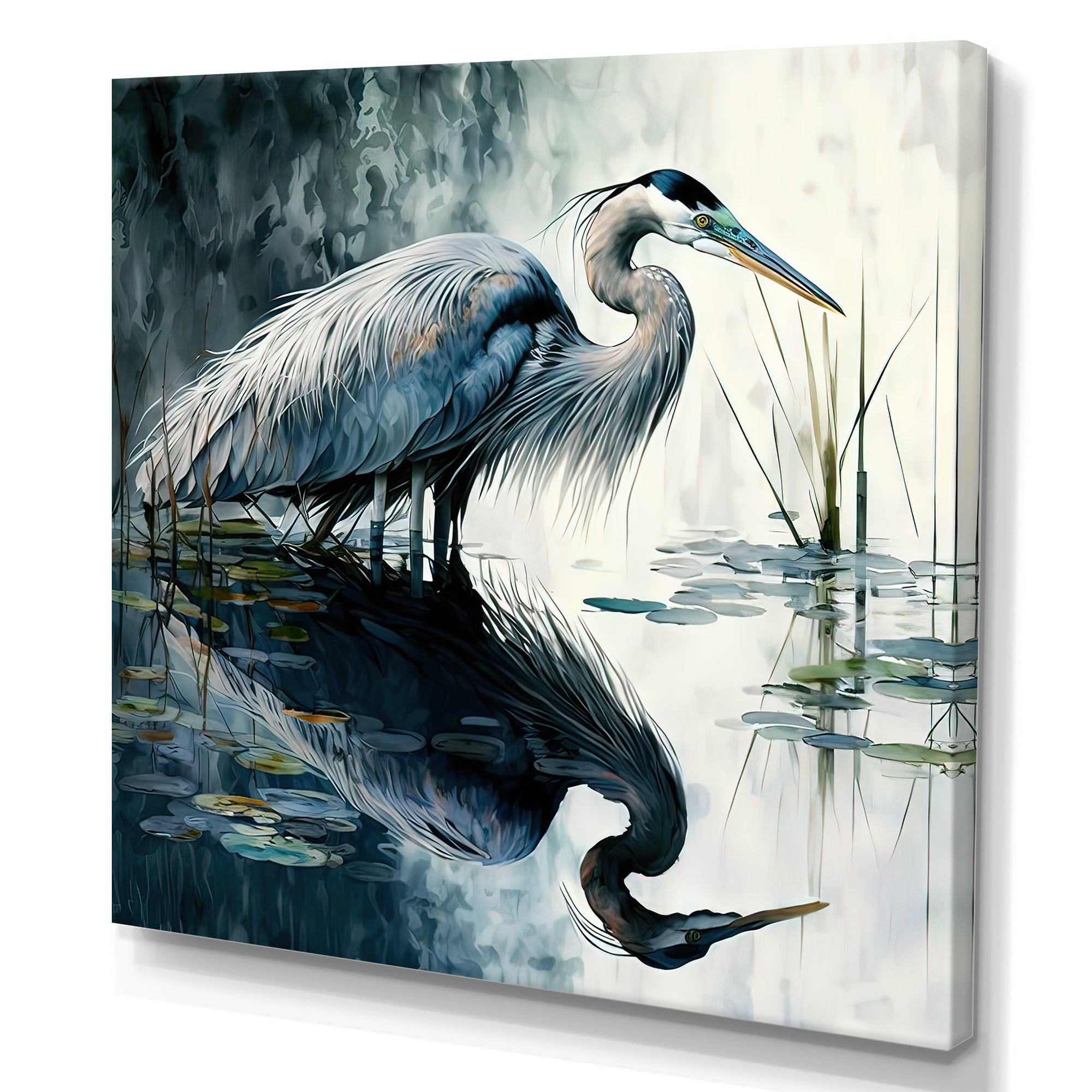 Cute Heron In A Lake Floral Art IV