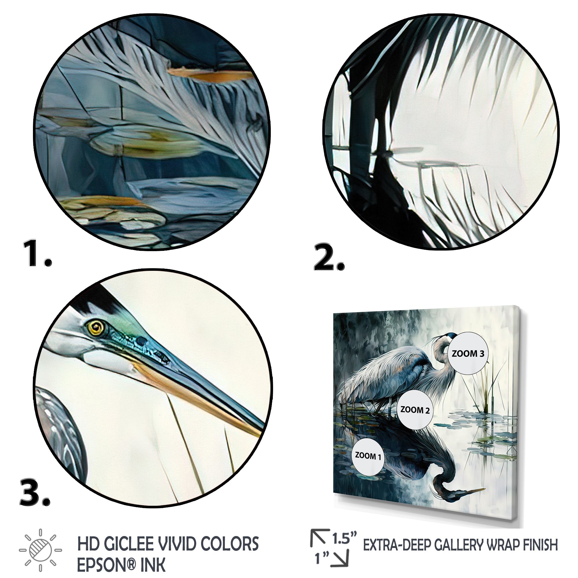 Cute Heron In A Lake Floral Art IV