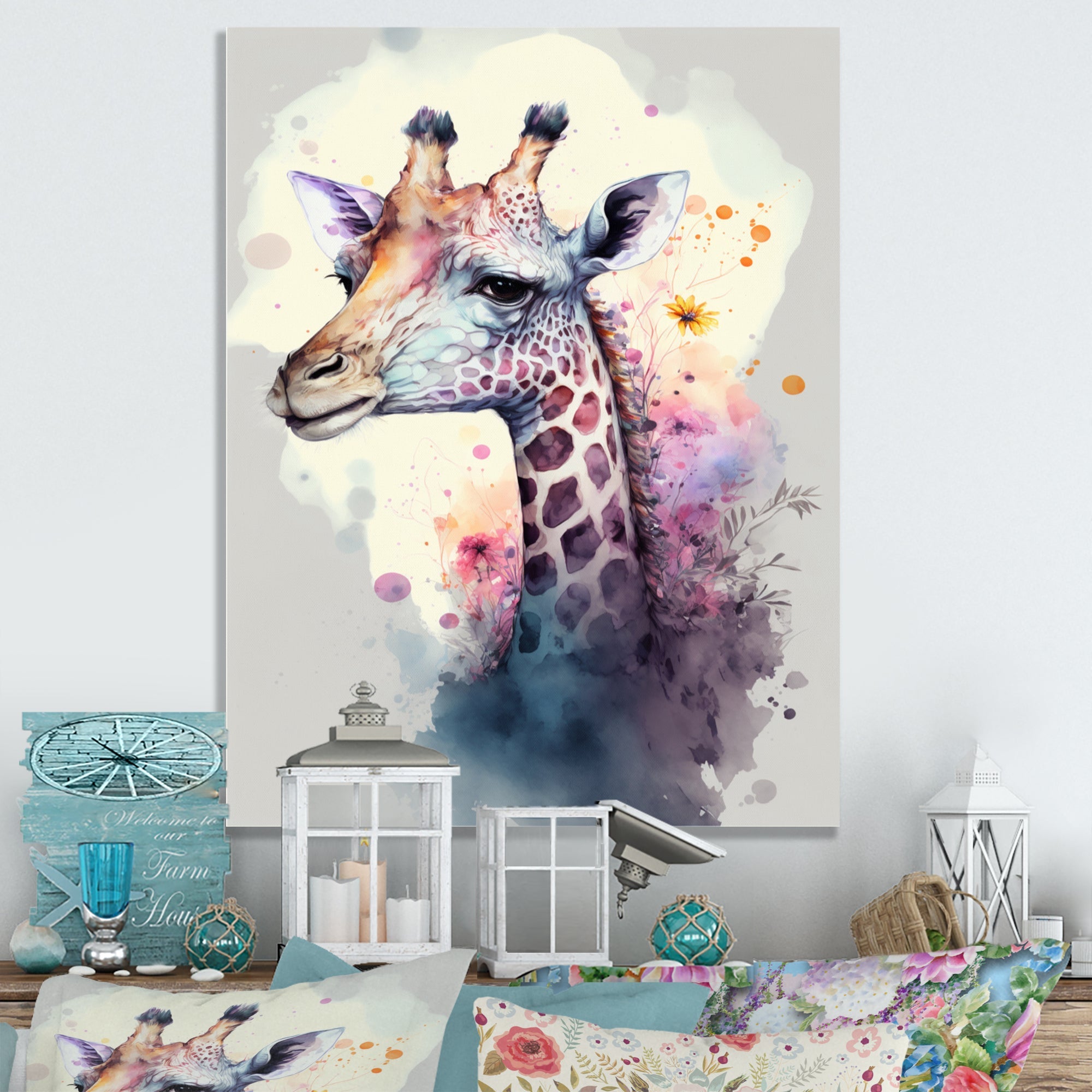 Cute Giraffe Floral Art III