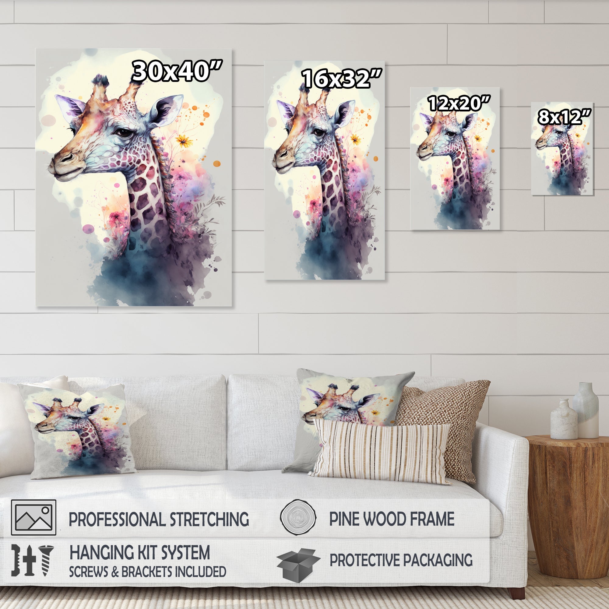 Cute Giraffe Floral Art III