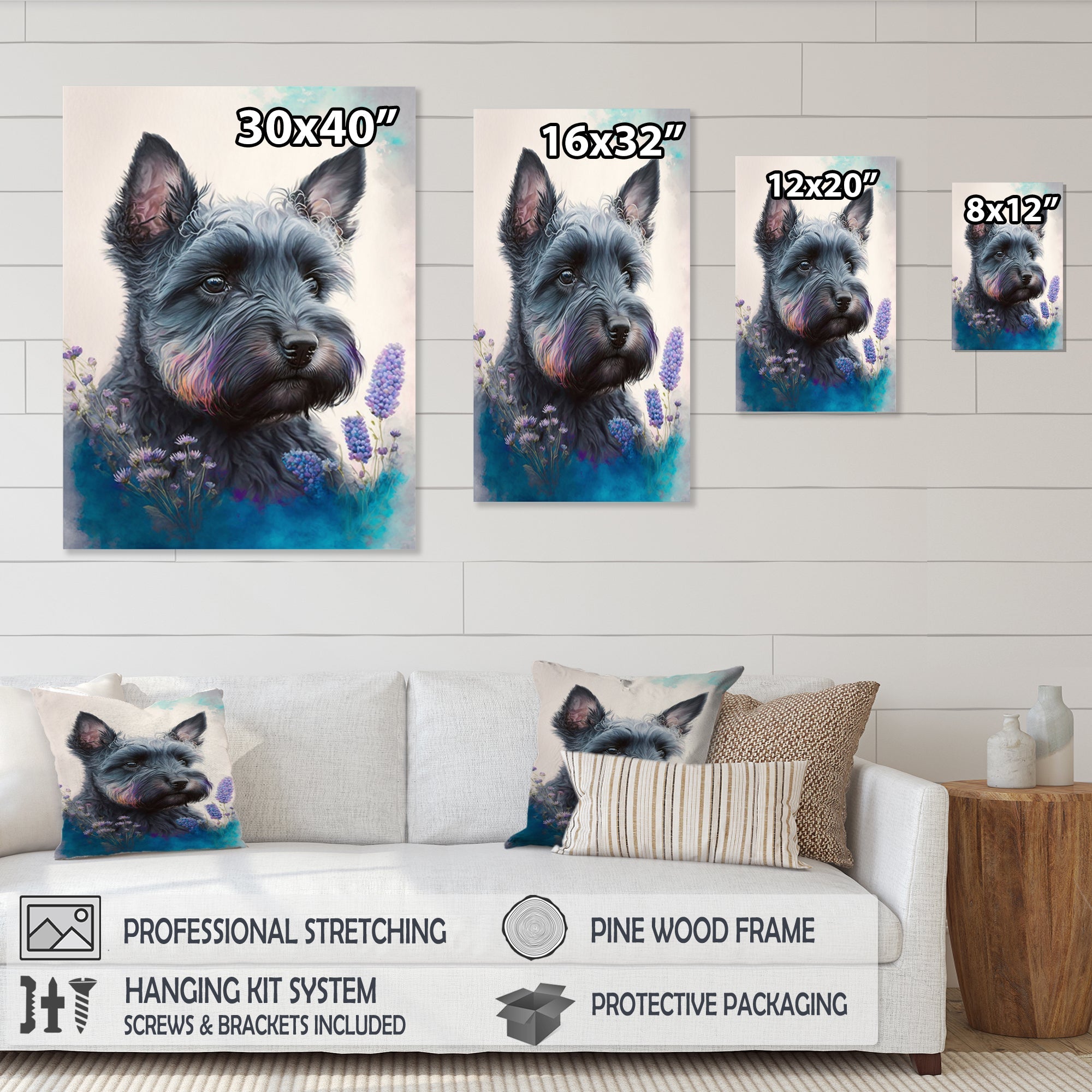 Cute Schnauzer Floral Art