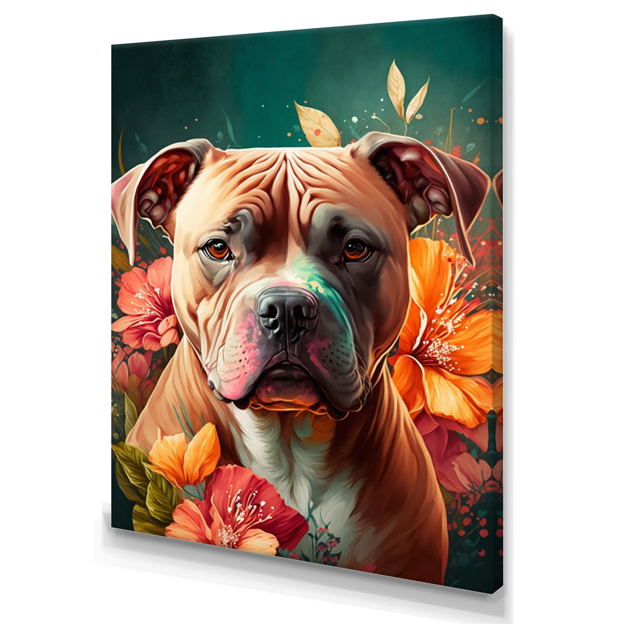 Cute Pitbul Floral Art I