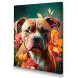 Cute Pitbul Floral Art I