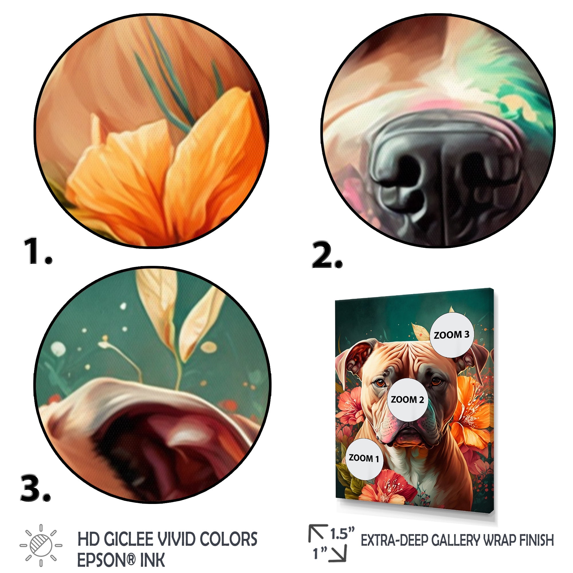 Cute Pitbul Floral Art I