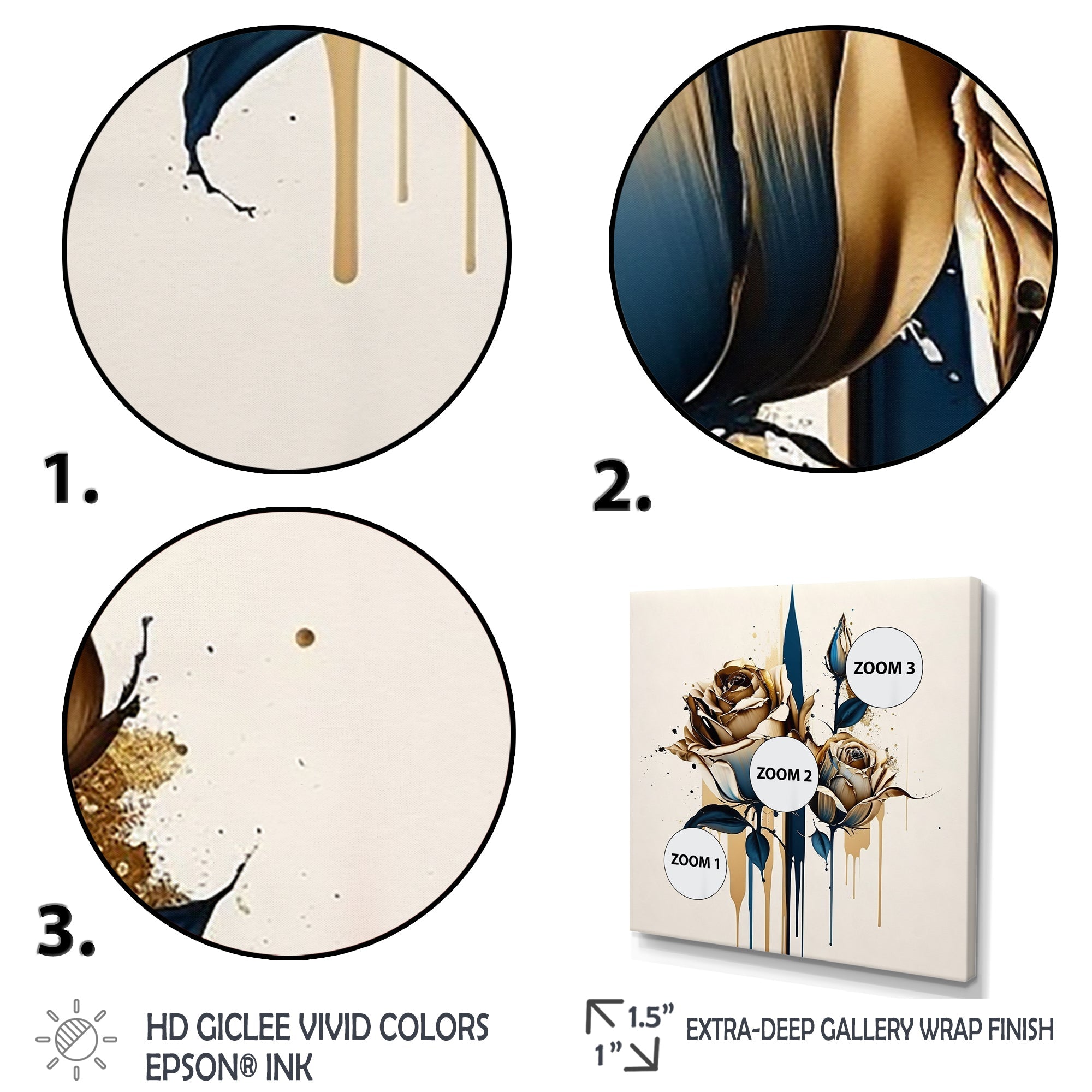 Roses Flow Flower On Golden Beige Paint VIII