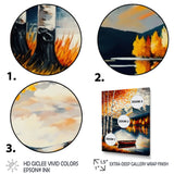 Red And Orange Birch Trees By The Lake VII