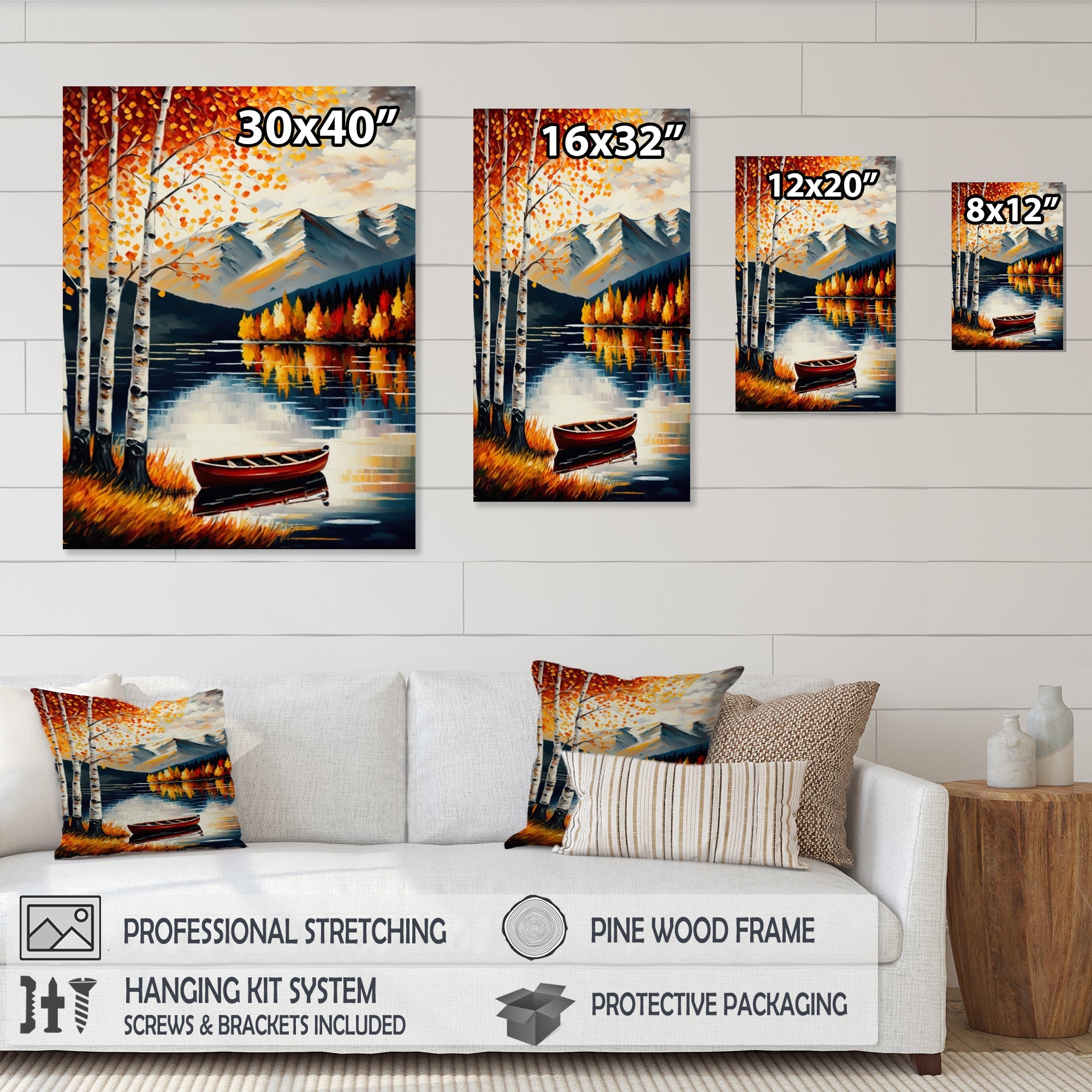 Red And Orange Birch Trees By The Lake VII