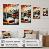 Red And Orange Birch Trees By The Lake VII