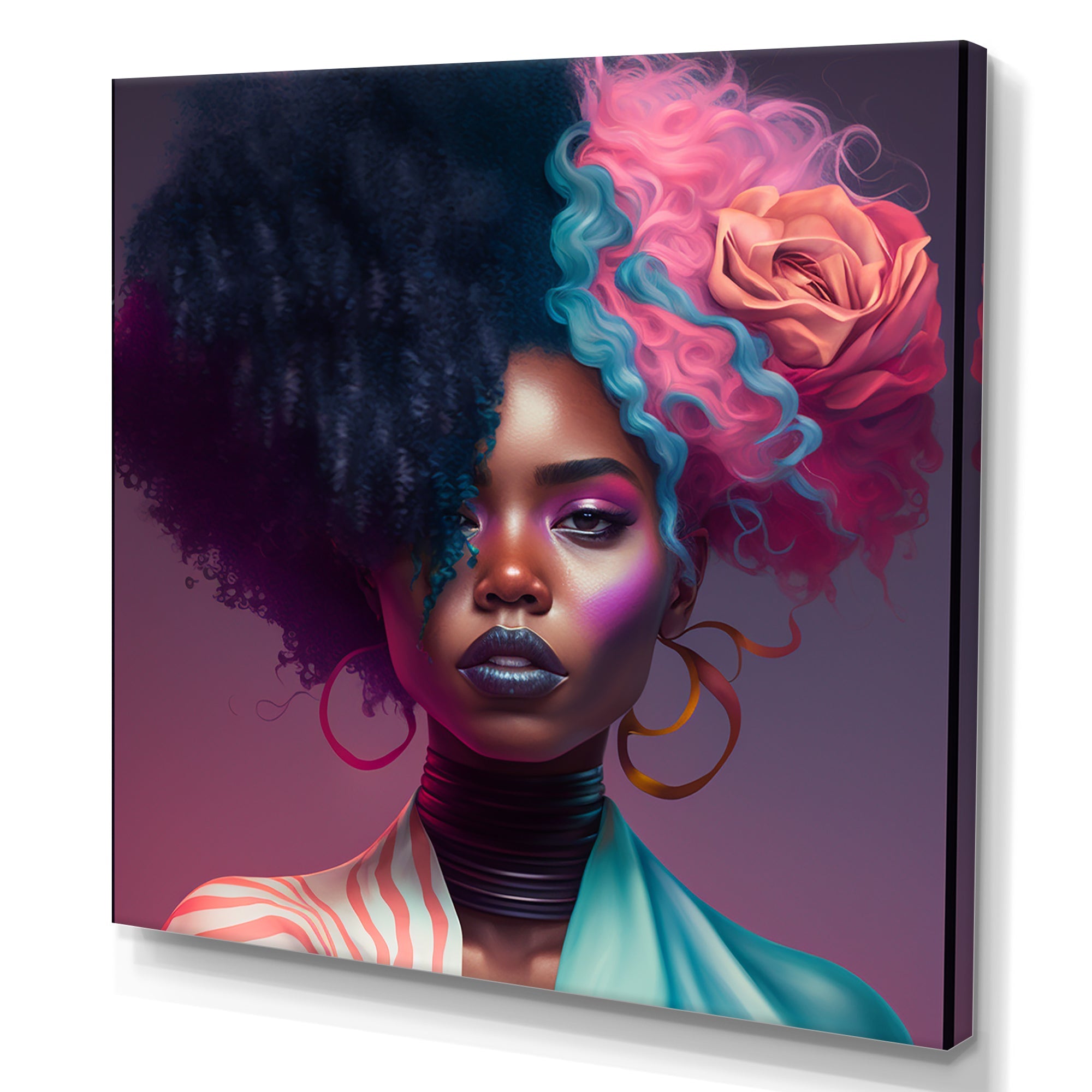 Pink And Blue African American Woman I