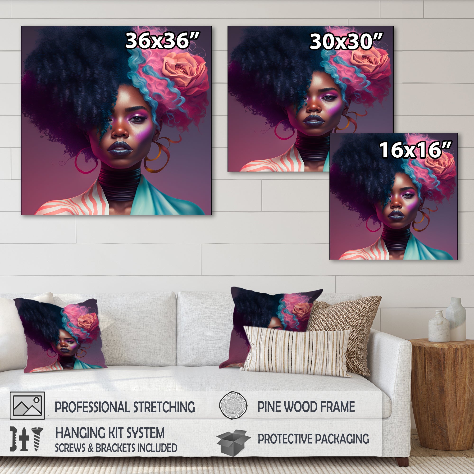 Pink And Blue African American Woman I