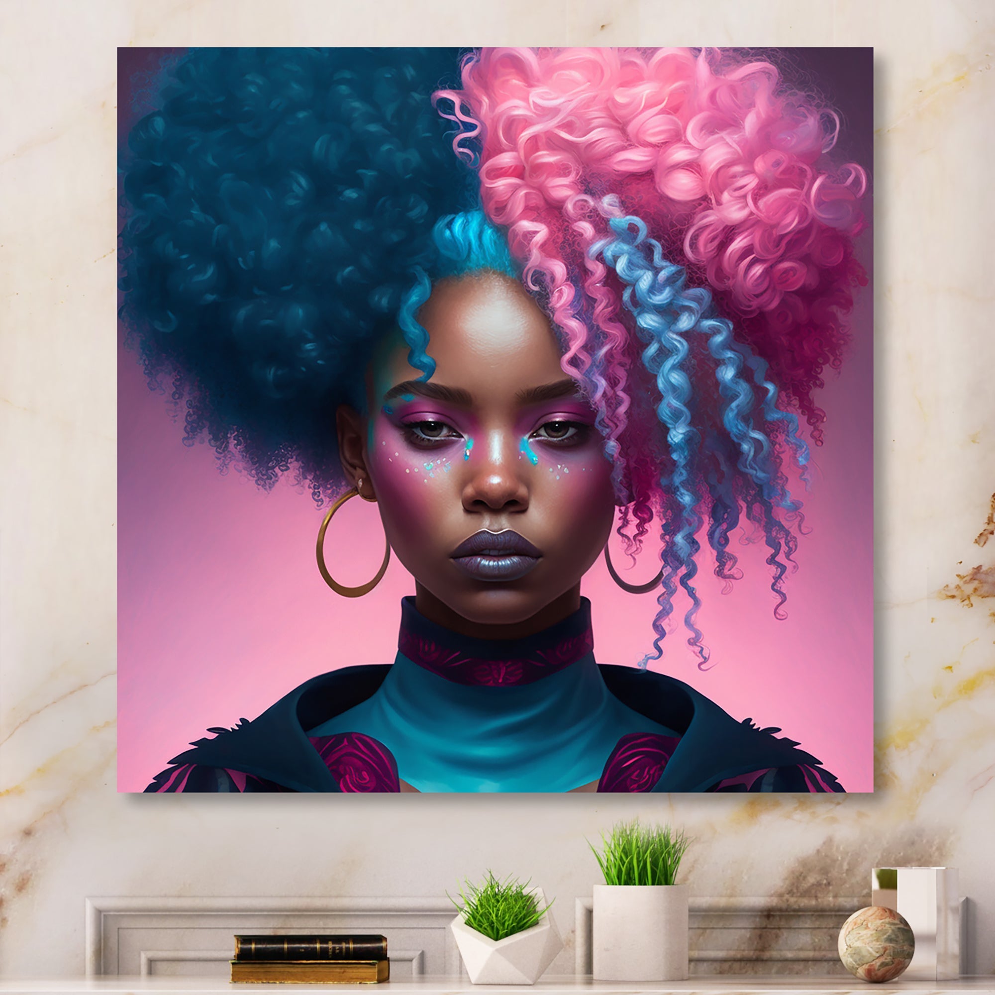 Hip Hop Girl With Pink And Blue Hair III