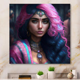 Fashion Indian Woman In Pink And Blue IV