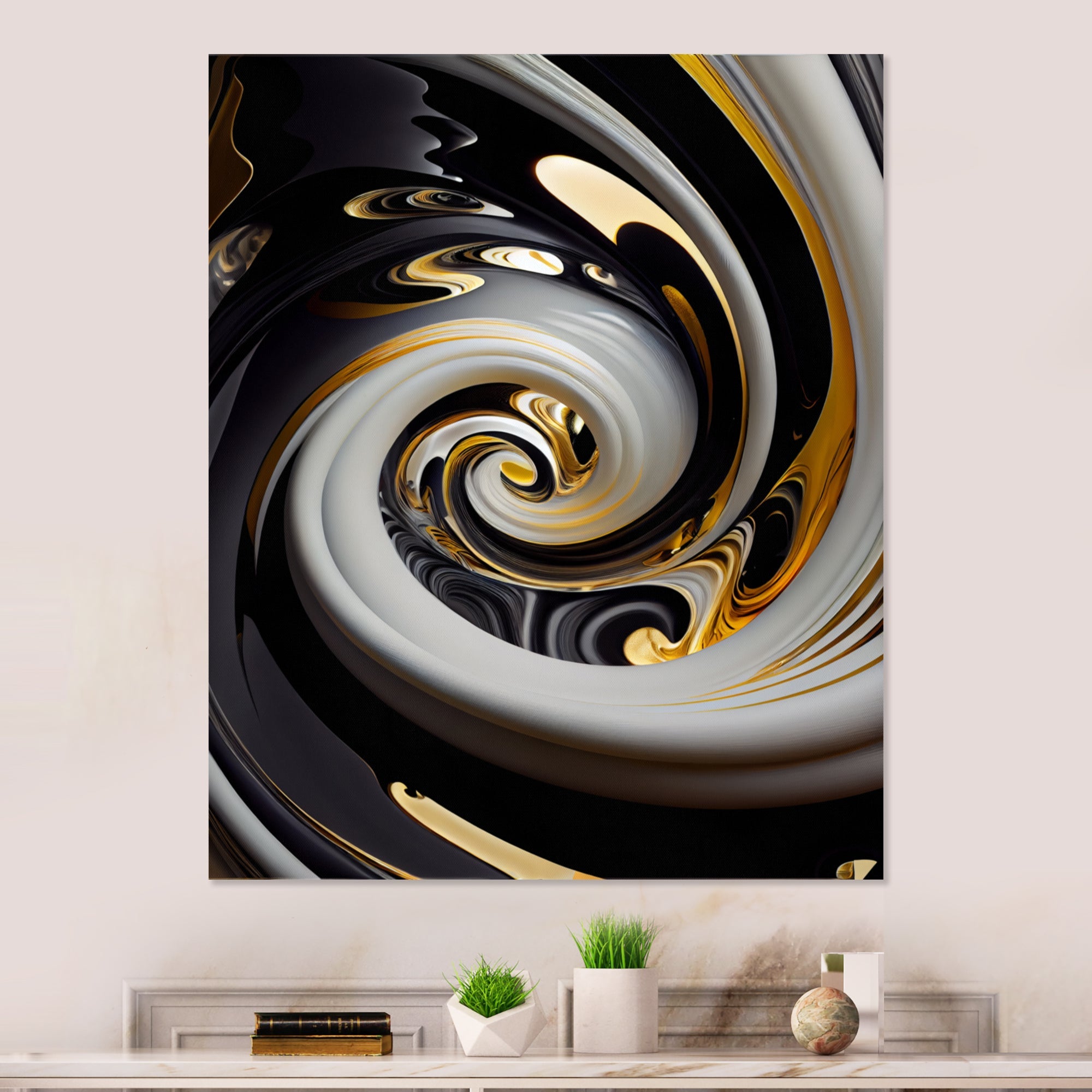 Gold And Black Stained Glass Spiral III