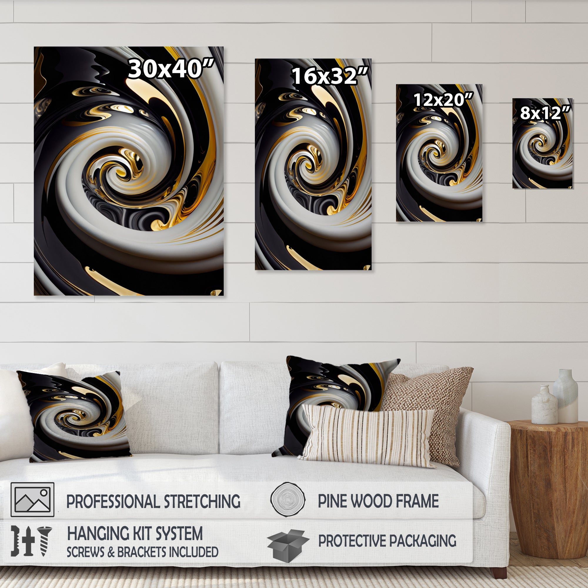 Gold And Black Stained Glass Spiral III