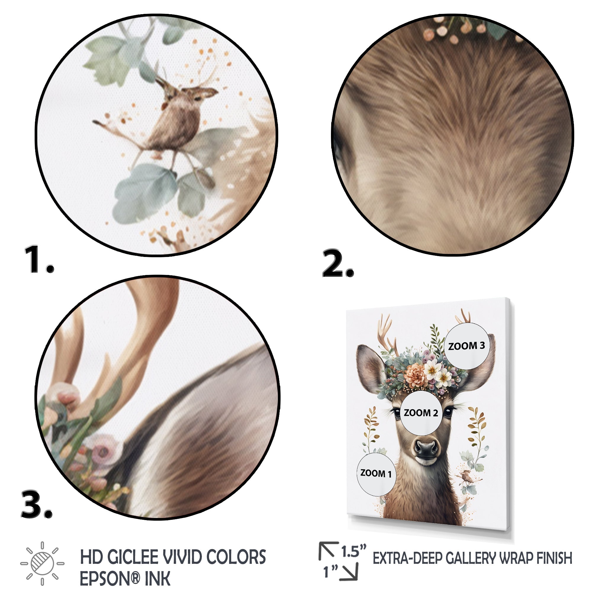 Cute Baby Caribou With Floral Crown I