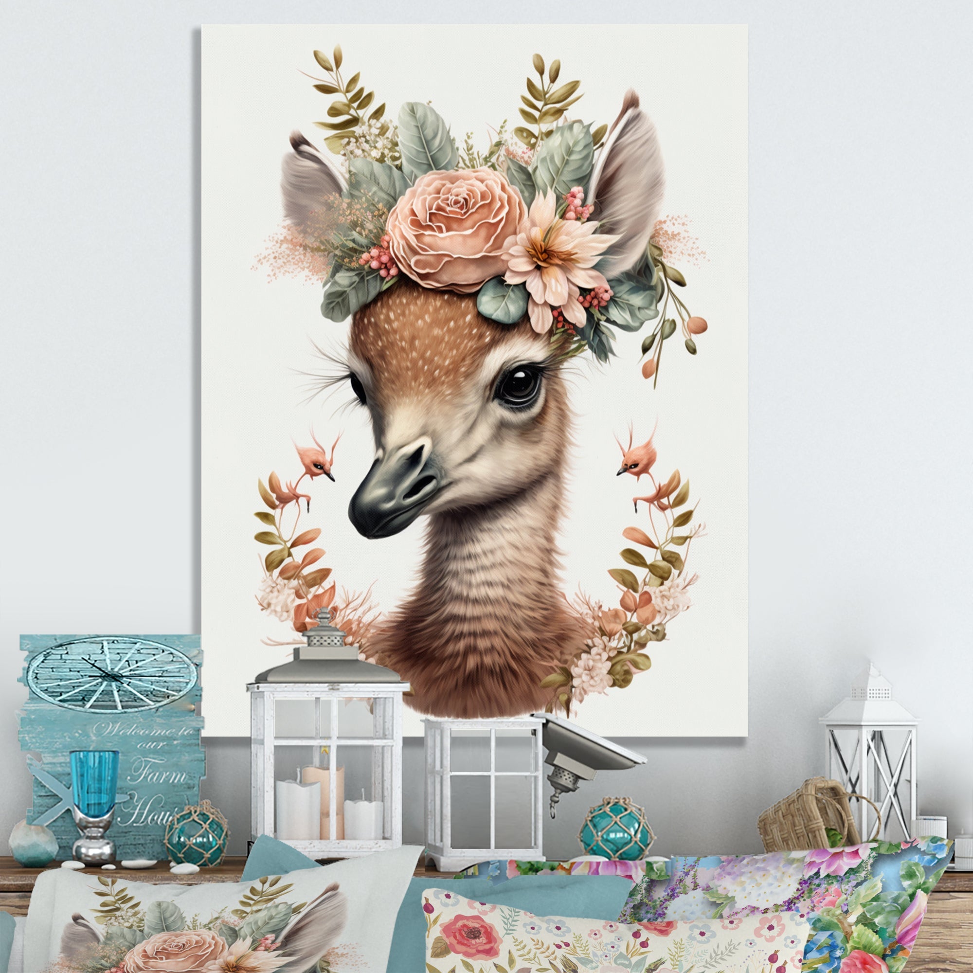 Cute Baby Flamingo With Floral Crown