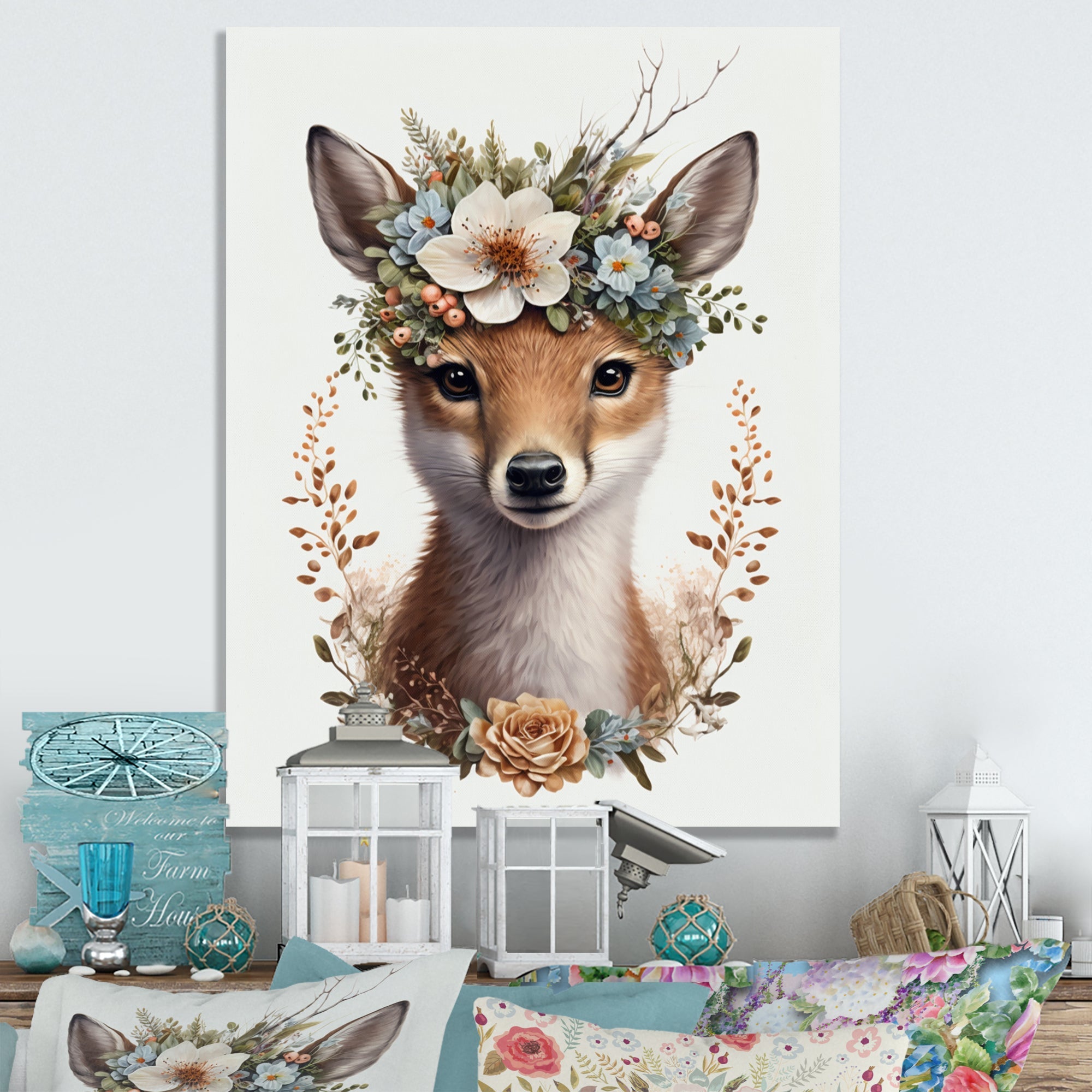 Cute Baby Fox With Floral Crown II