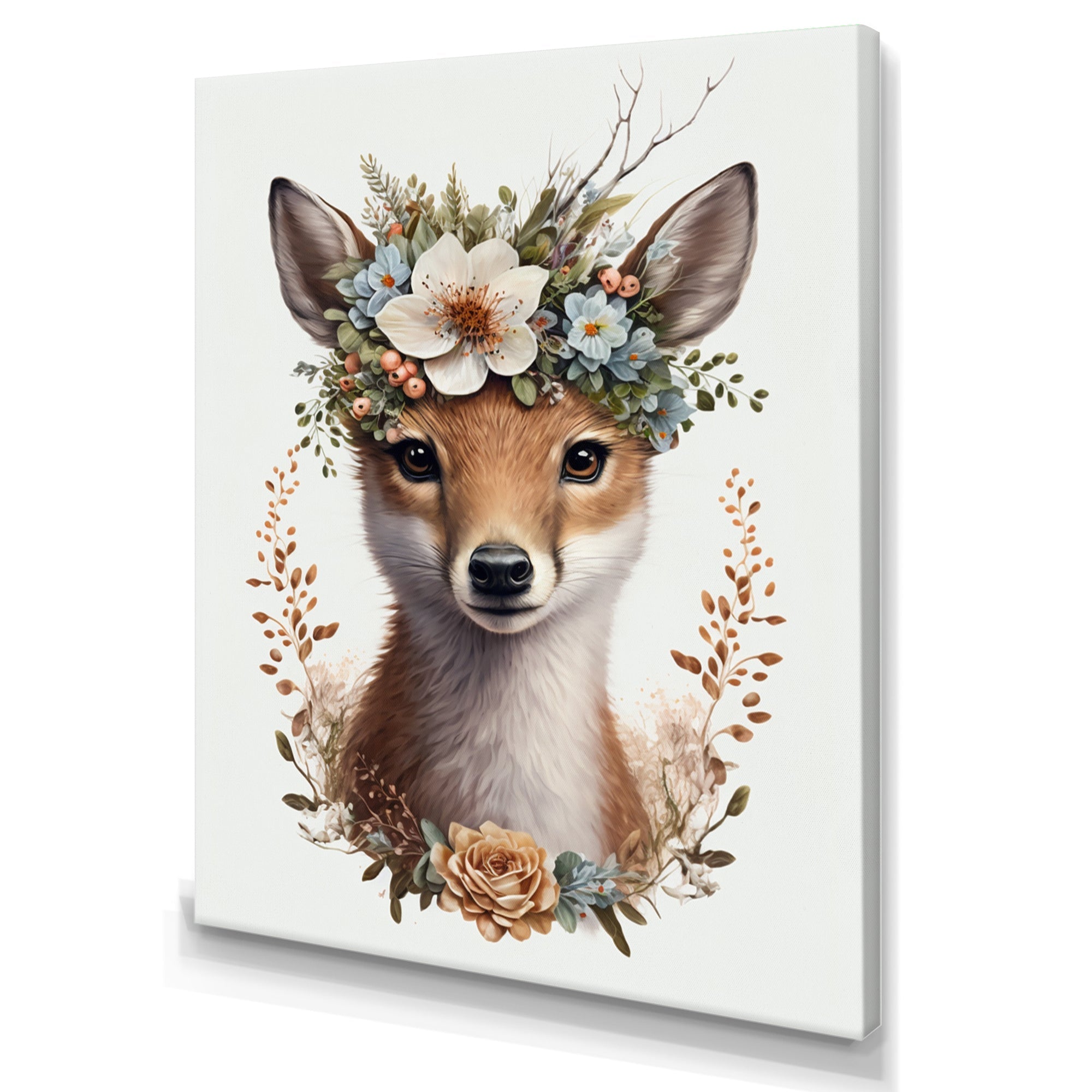 Cute Baby Fox With Floral Crown II