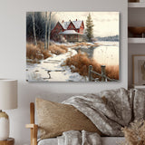 Calm Red Barn In Winter II