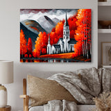 Monochrome Orange Church In Winter