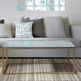 3D White And Blue Pattern III - Metal Modern Coffee Table