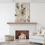 White Stained Glass Floral Art - Floral Print on Natural Pine Wood - 15x20