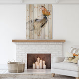 Golden Retriever Dog with Butterfly - Animal Print on Natural Pine Wood - 15x20