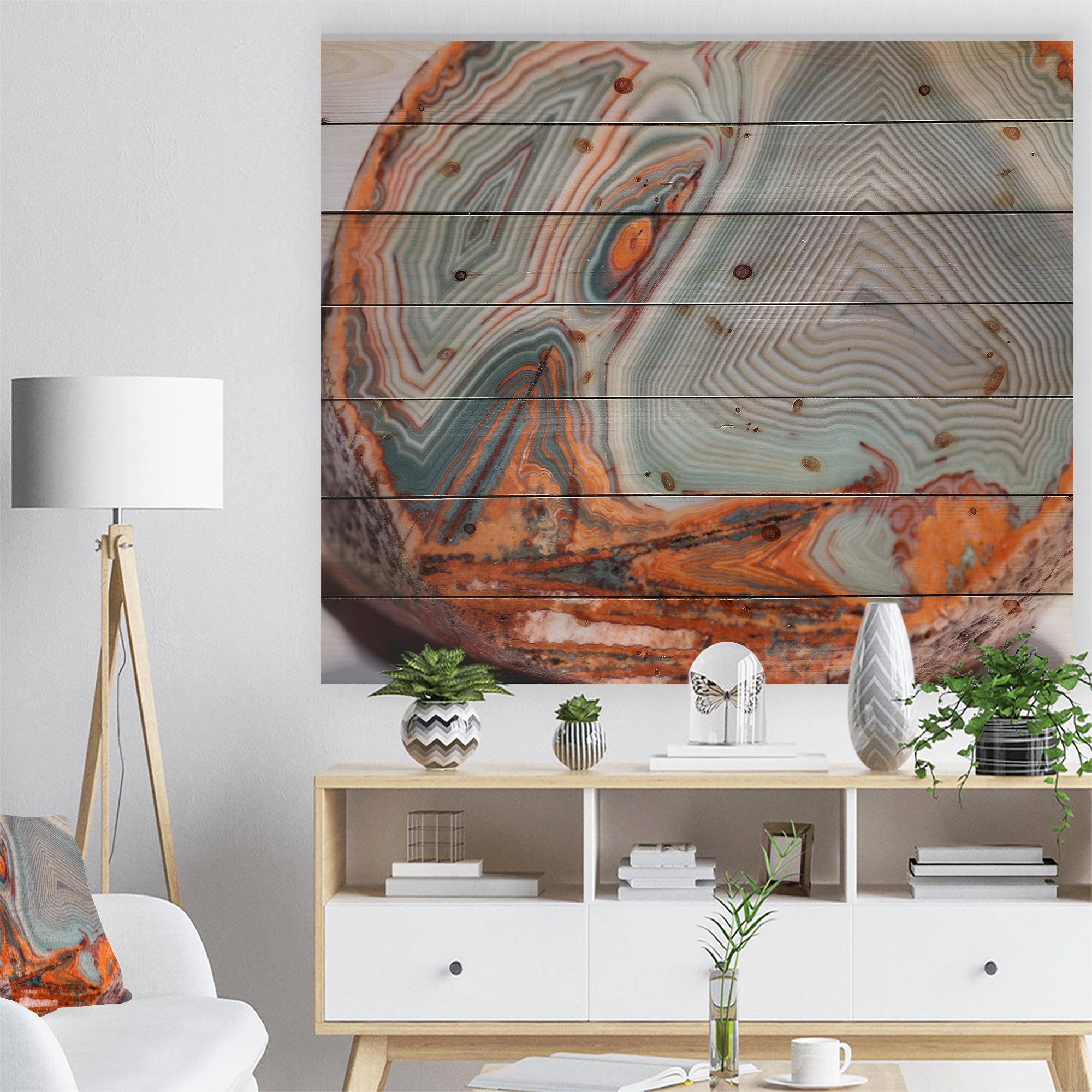 Beautiful Lake Superior Agate - Abstract Print on Natural Pine Wood - 20x15