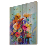 Abstract Floral Watercolor Painting - Floral Print on Natural Pine Wood