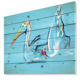 Pelican painting - Animals Sketch Painting Print on Natural Pine Wood - 20x15