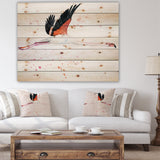 Watercolor pink flamingo - Animals Painting Print on Natural Pine Wood - 20x15