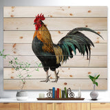 chicken rooster -  Farmhouse Animals of Painting Print on Natural Pine Wood - 20x15